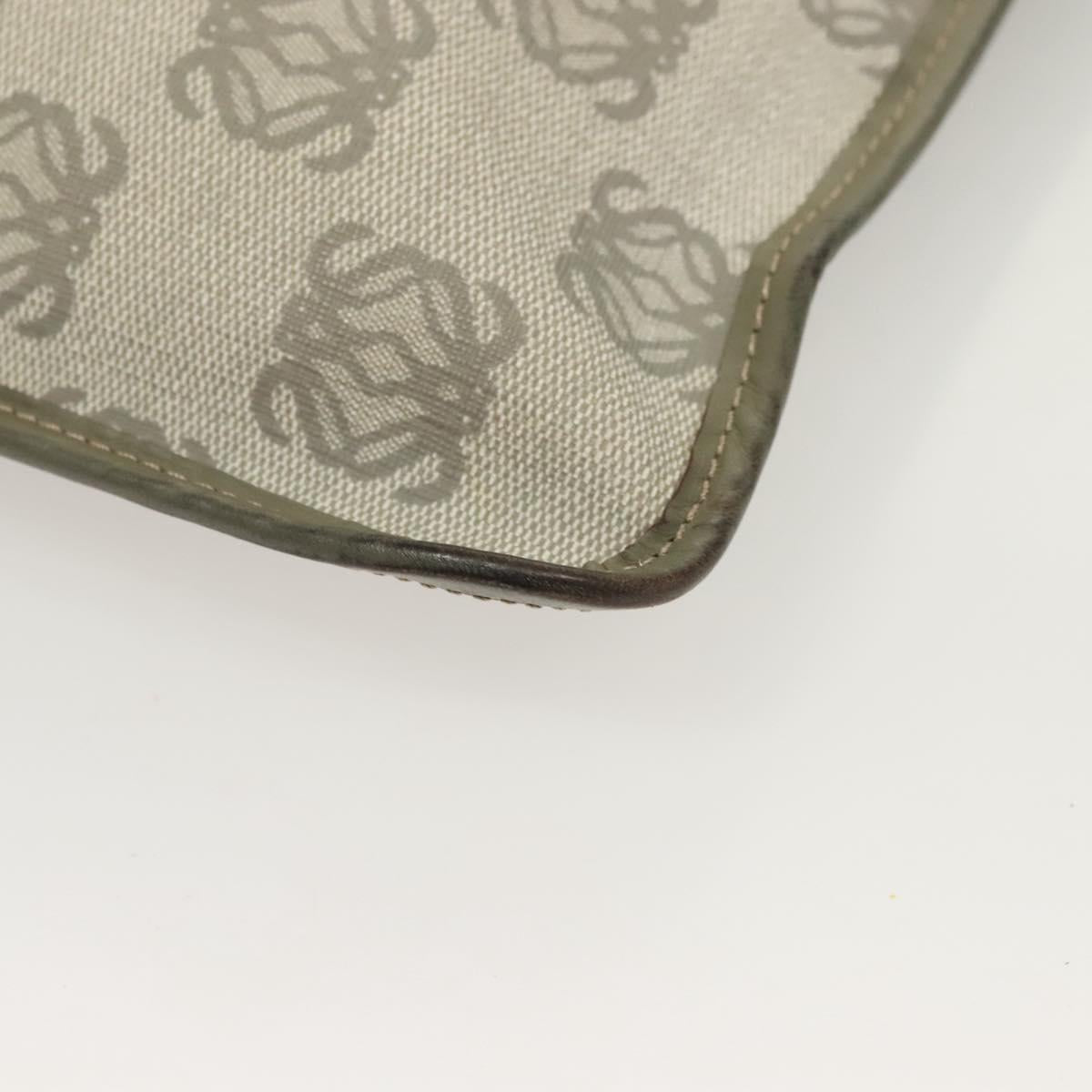 LOEWE Anagram Shoulder Bag PVC Gray Gold Auth bs26893