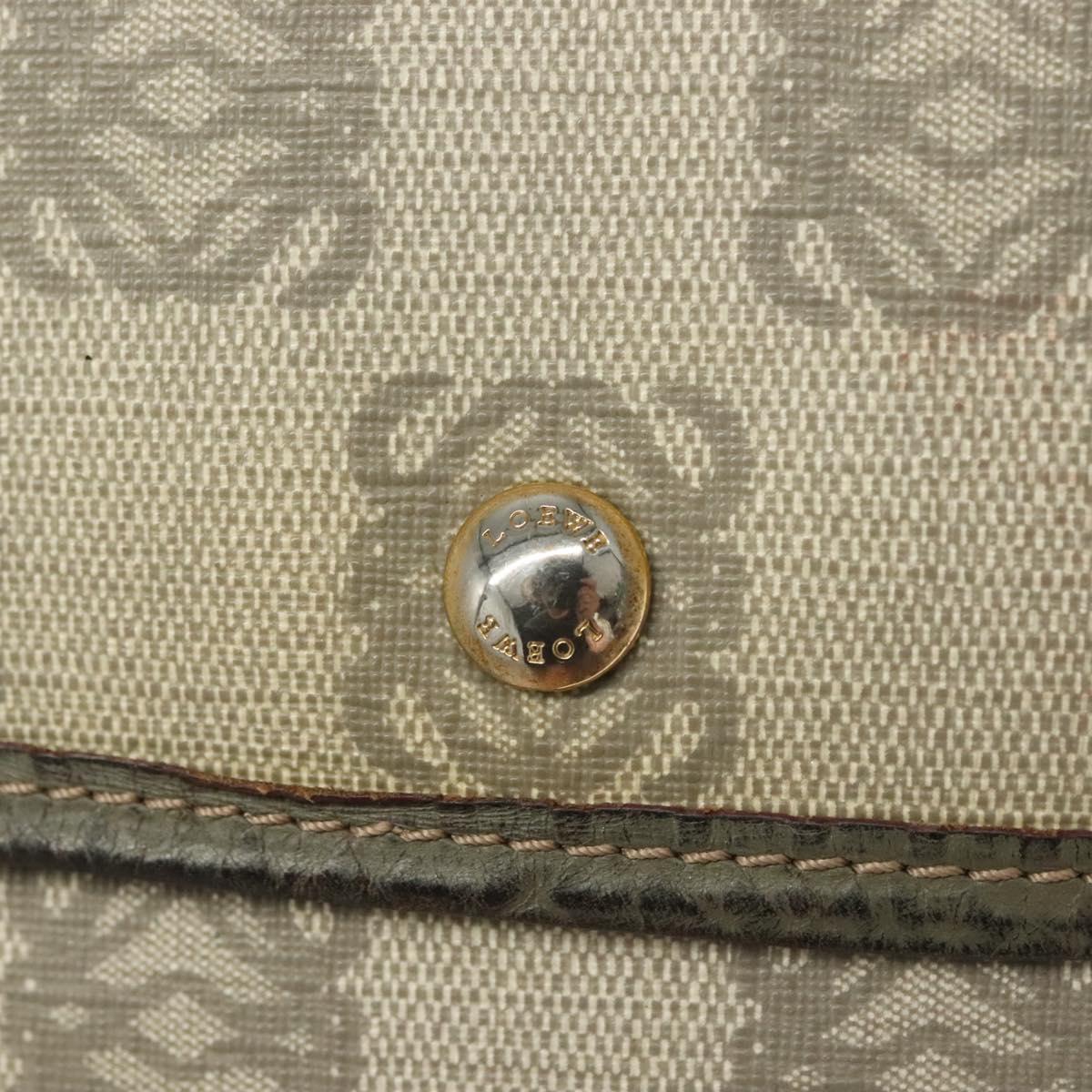 LOEWE Anagram Shoulder Bag PVC Gray Gold Auth bs26893