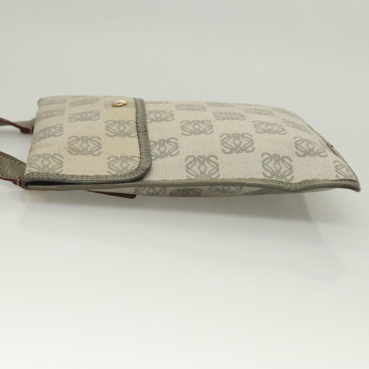 LOEWE Anagram Shoulder Bag PVC Gray Gold Auth bs26893