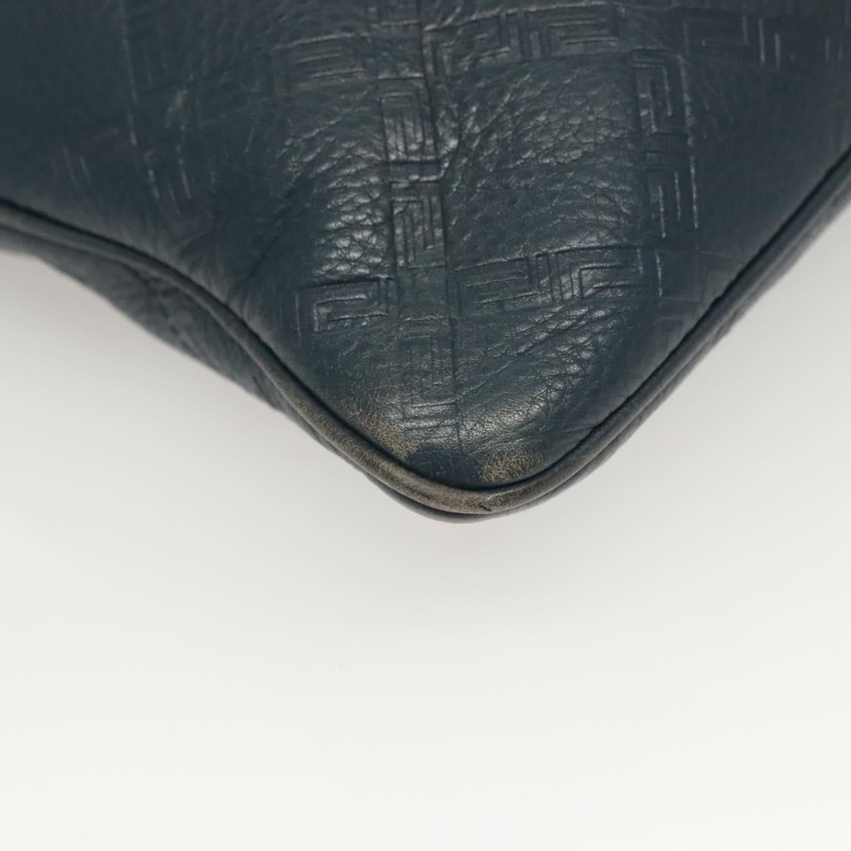 VERSACE Shoulder Bag Leather Blue Auth bs26901