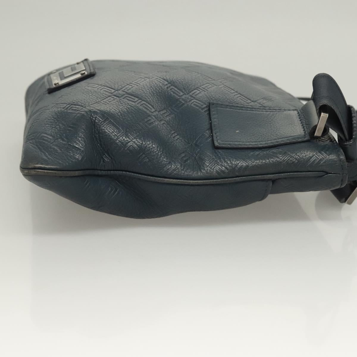 VERSACE Shoulder Bag Leather Blue Auth bs26901