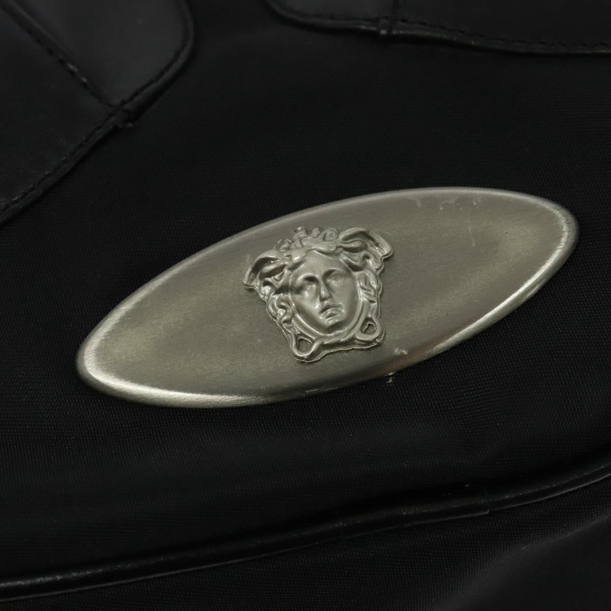 Gianni Versace Shoulder Bag Leather Black Silver Auth bs26903