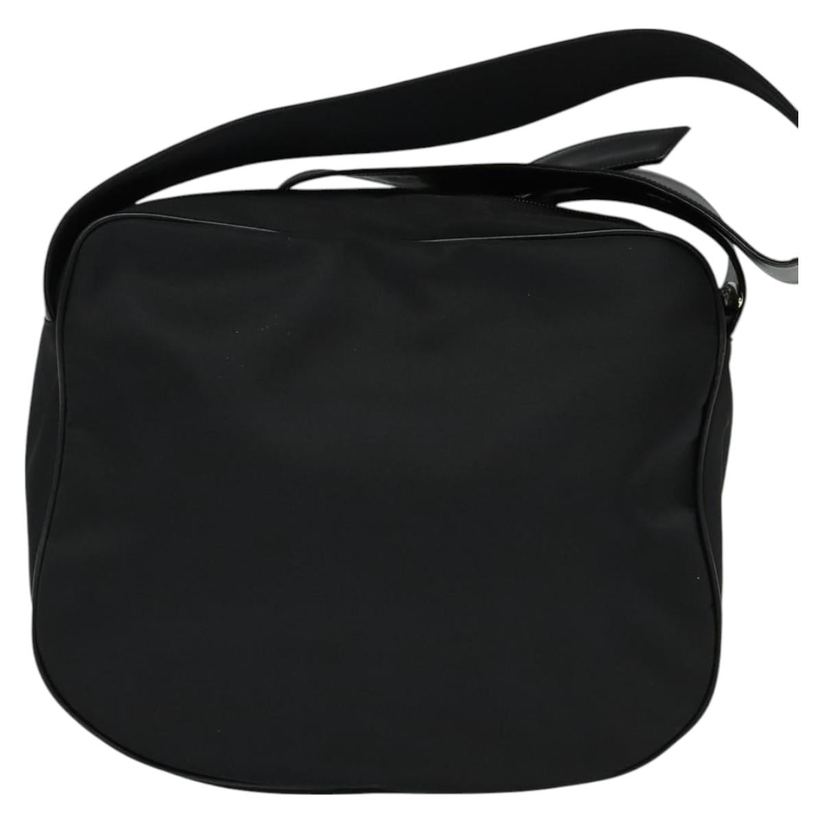 Gianni Versace Shoulder Bag Leather Black Silver Auth bs26903