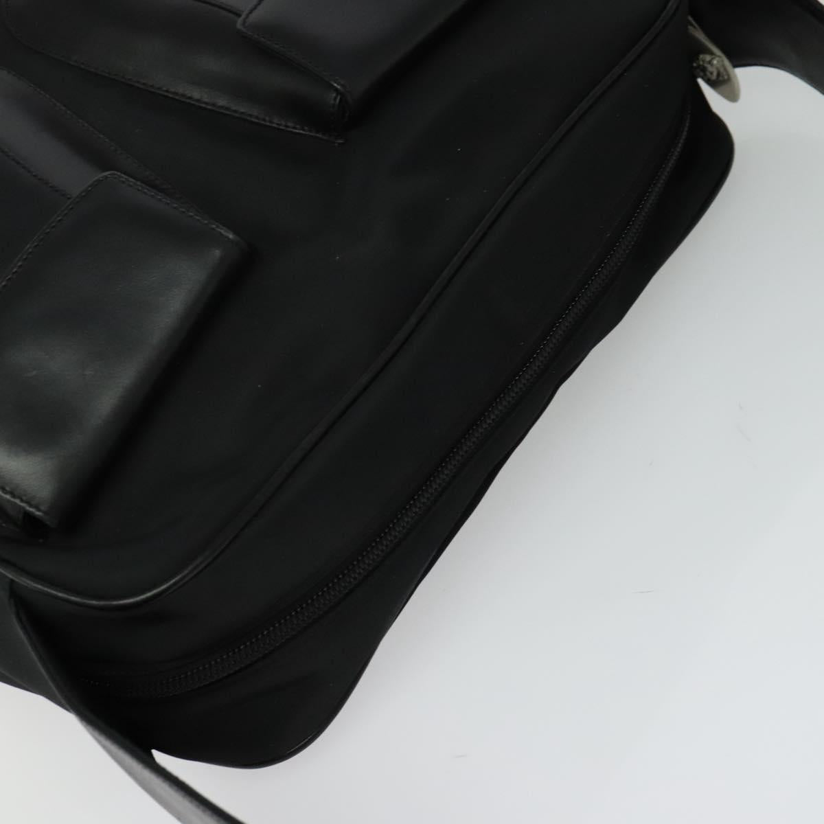 Gianni Versace Shoulder Bag Leather Black Silver Auth bs26903