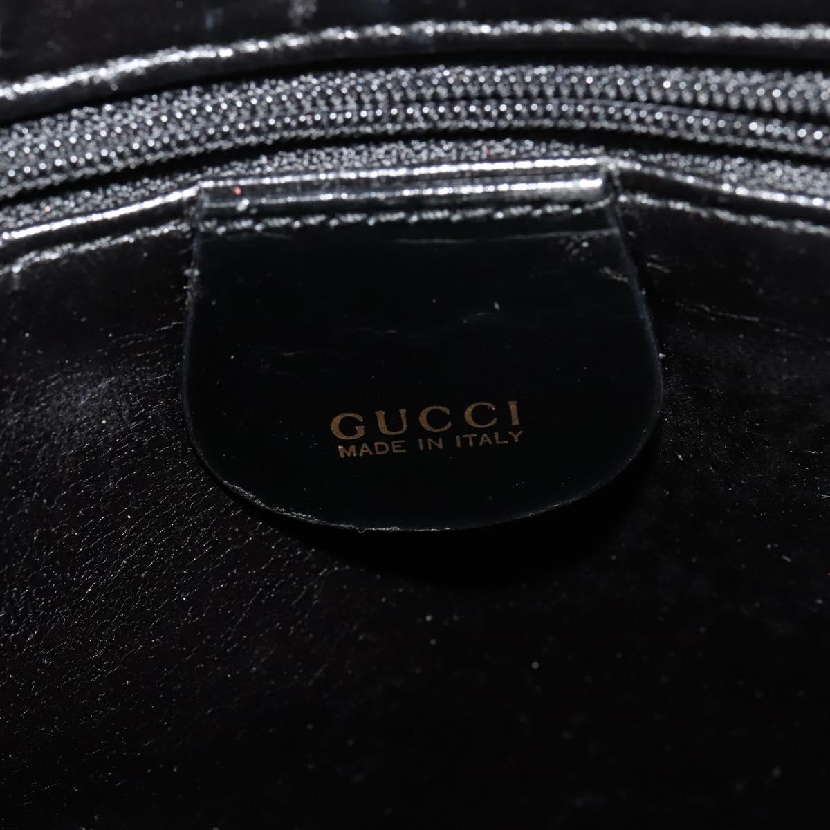 GUCCI Bamboo Shoulder Bag Enamel Black Gold Auth bs26920