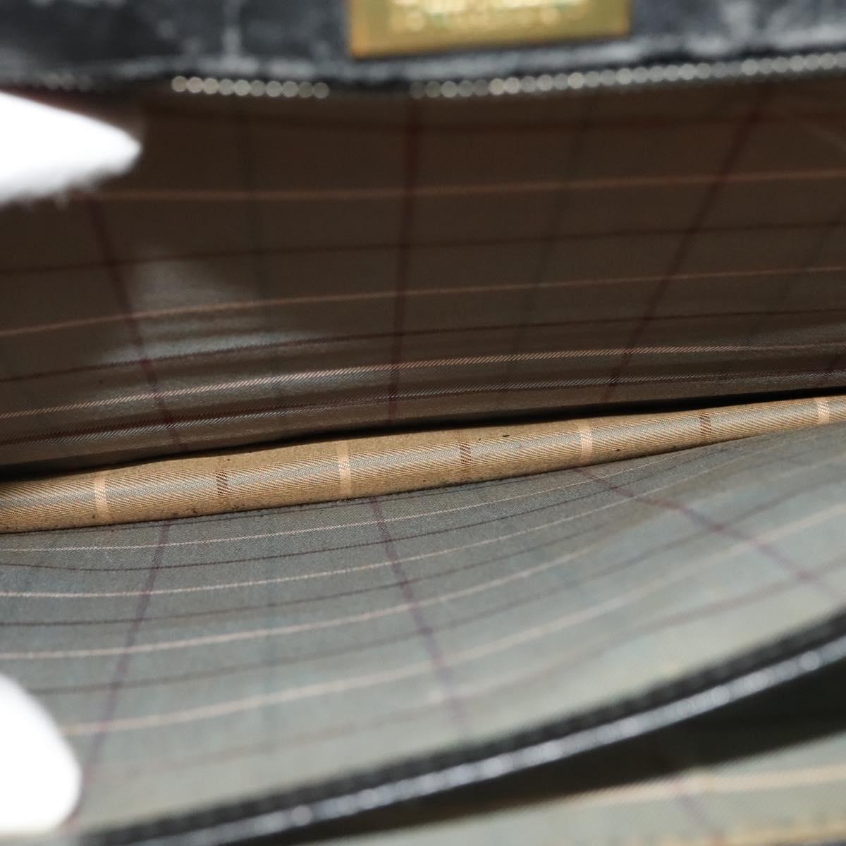 Burberrys Business Bag Leather Black Gold Auth bs26949