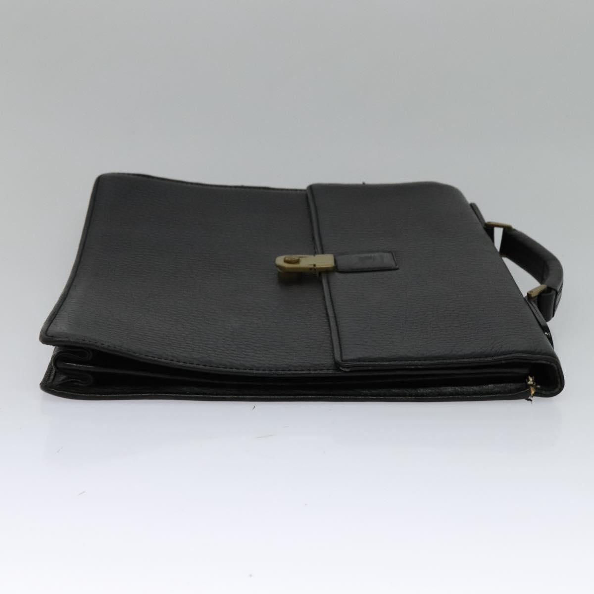 Burberrys Business Bag Leather Black Gold Auth bs26949