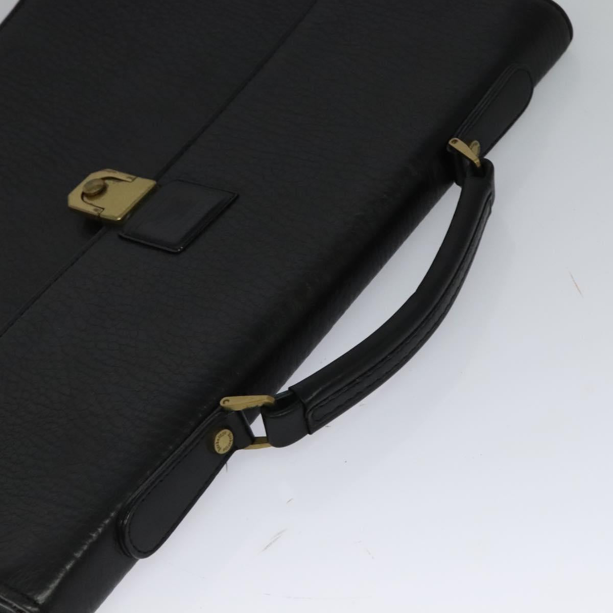 Burberrys Business Bag Leather Black Gold Auth bs26949
