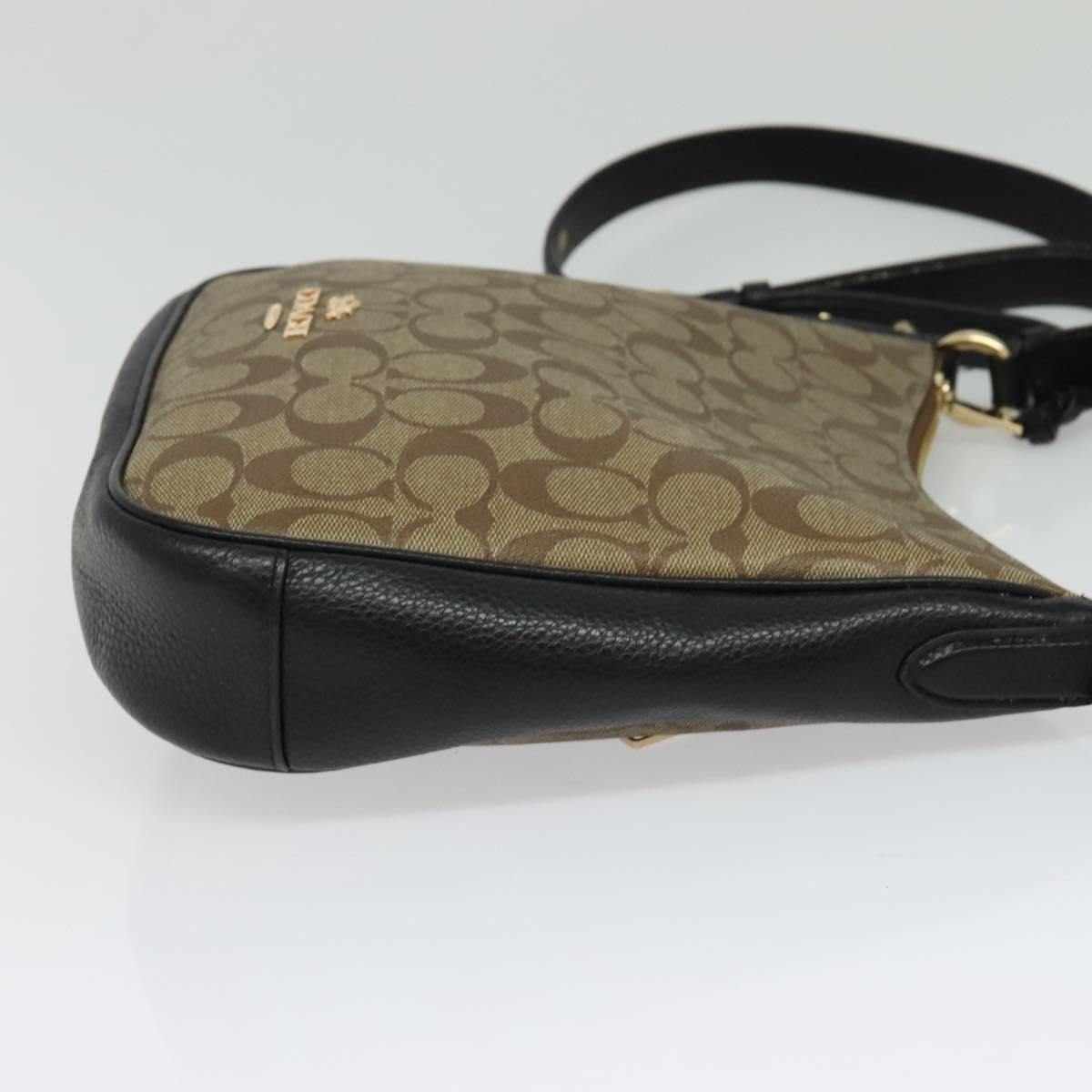 Coach Signature Shoulder Bag PVC Beige Gold Auth bs26966