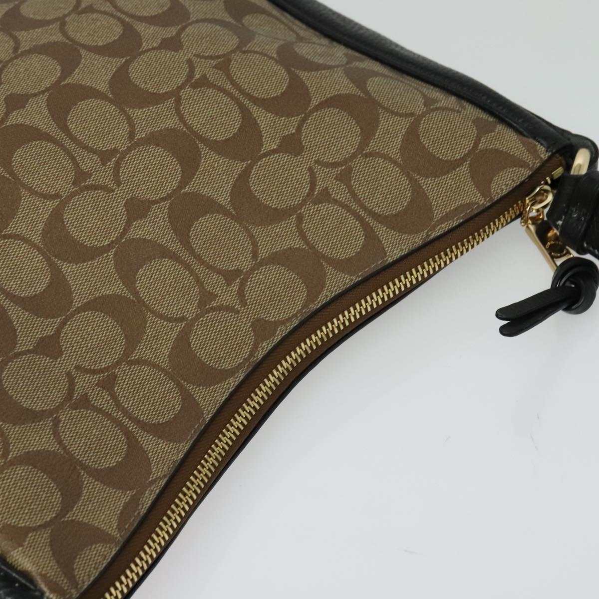 Coach Signature Shoulder Bag PVC Beige Gold Auth bs26966