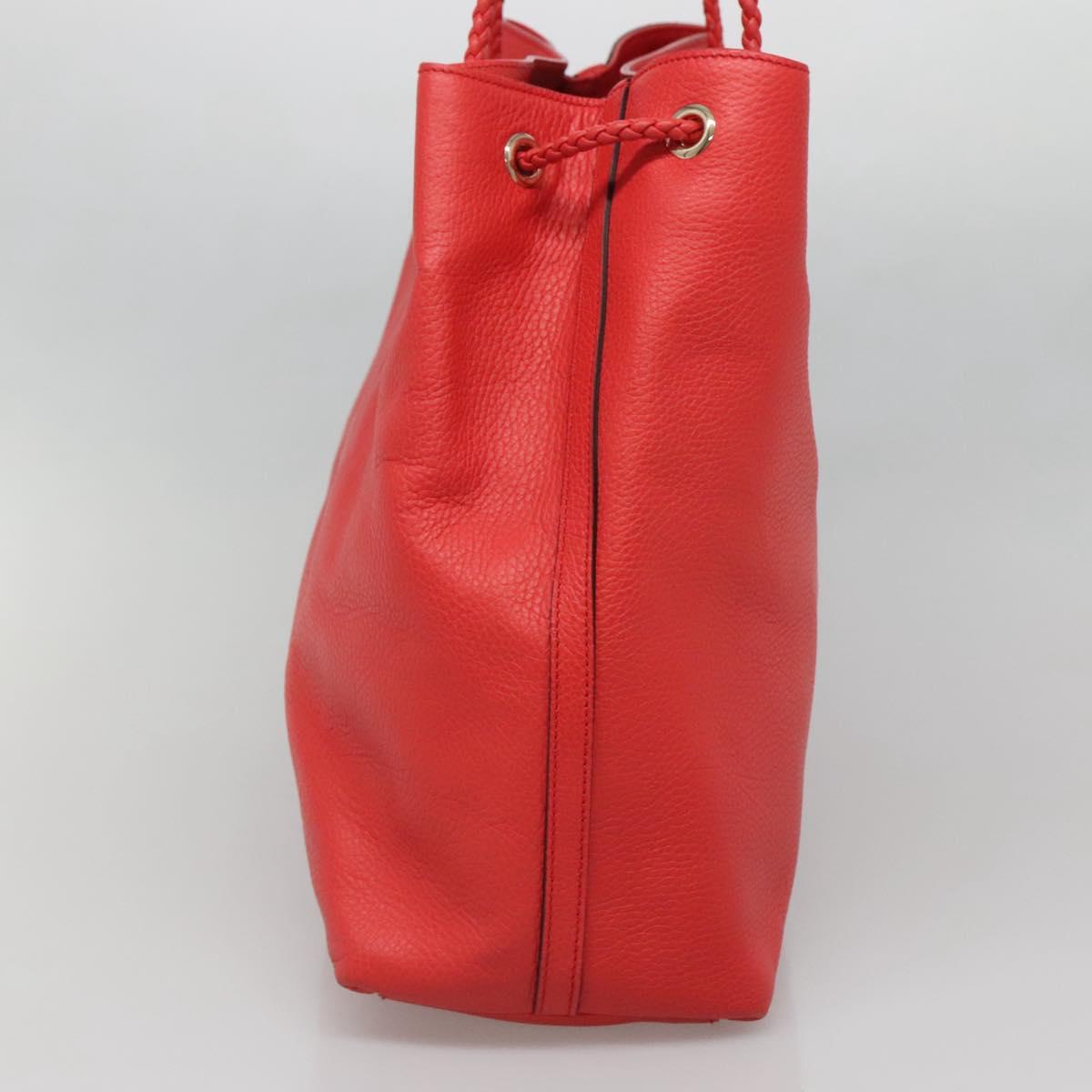 GUCCI Tote Bag Leather Outlet Red Gold 380118 Auth bs26981