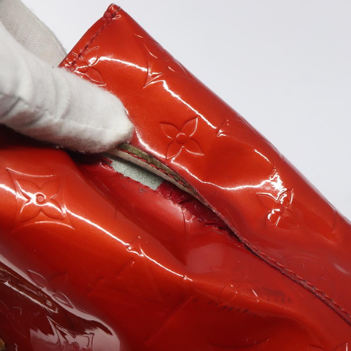 LOUIS VUITTON Monogram Vernis Reade PM Hand Bag Red Rouge M91088 LV Auth bs26993