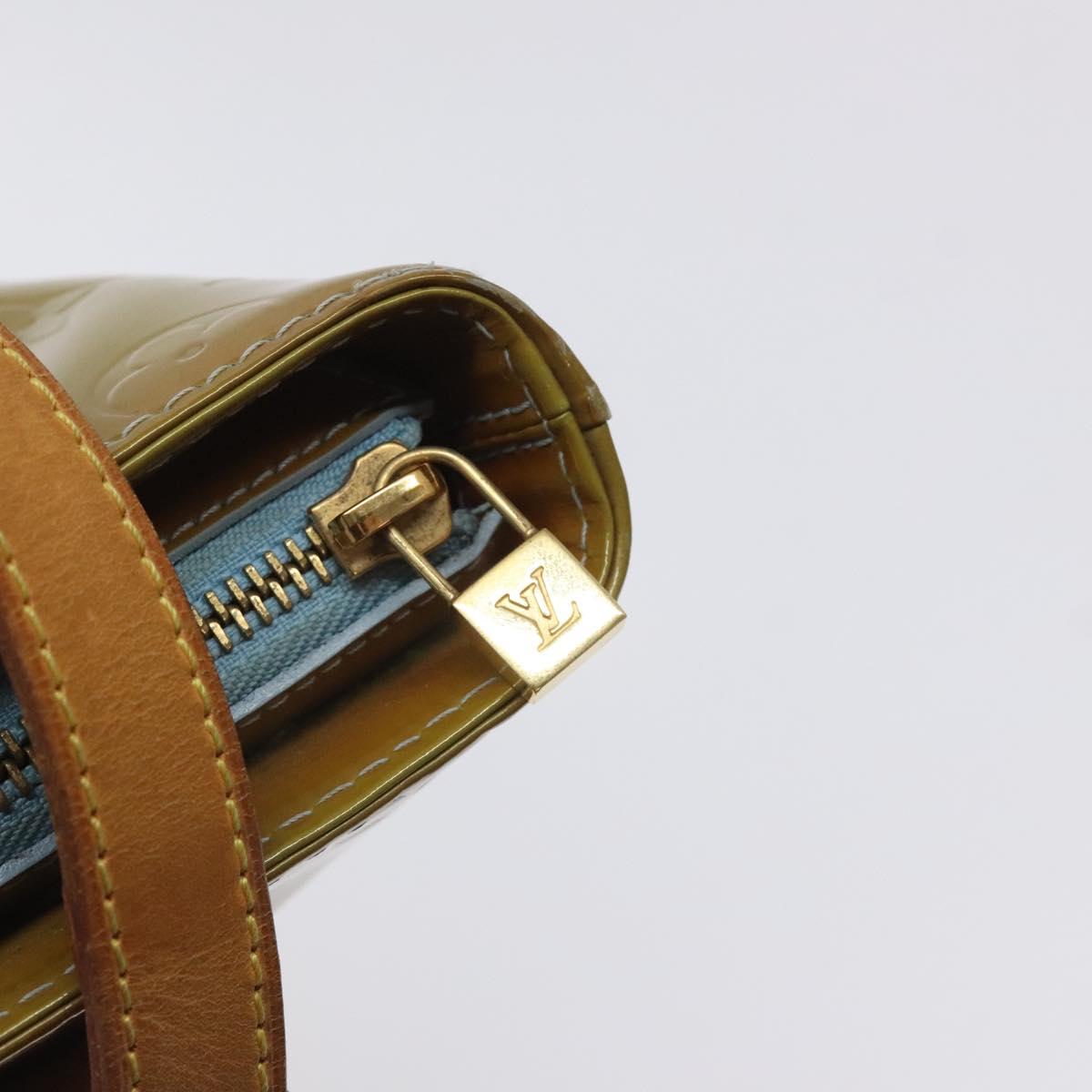 LOUIS VUITTON Monogram Vernis Houston Hand Bag Baby Blue M91005 LV Auth bs26994