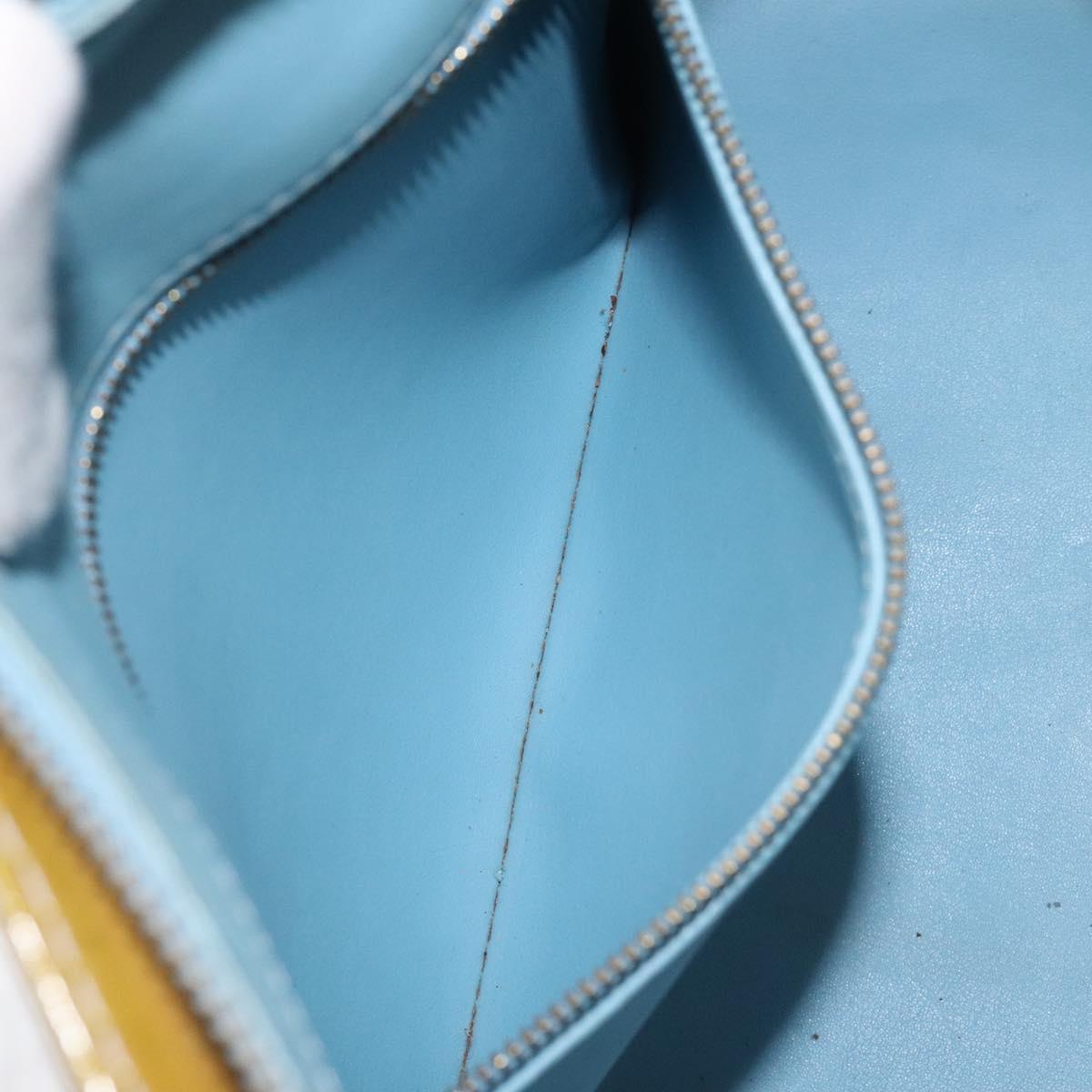 LOUIS VUITTON Monogram Vernis Houston Hand Bag Baby Blue M91005 LV Auth bs26994