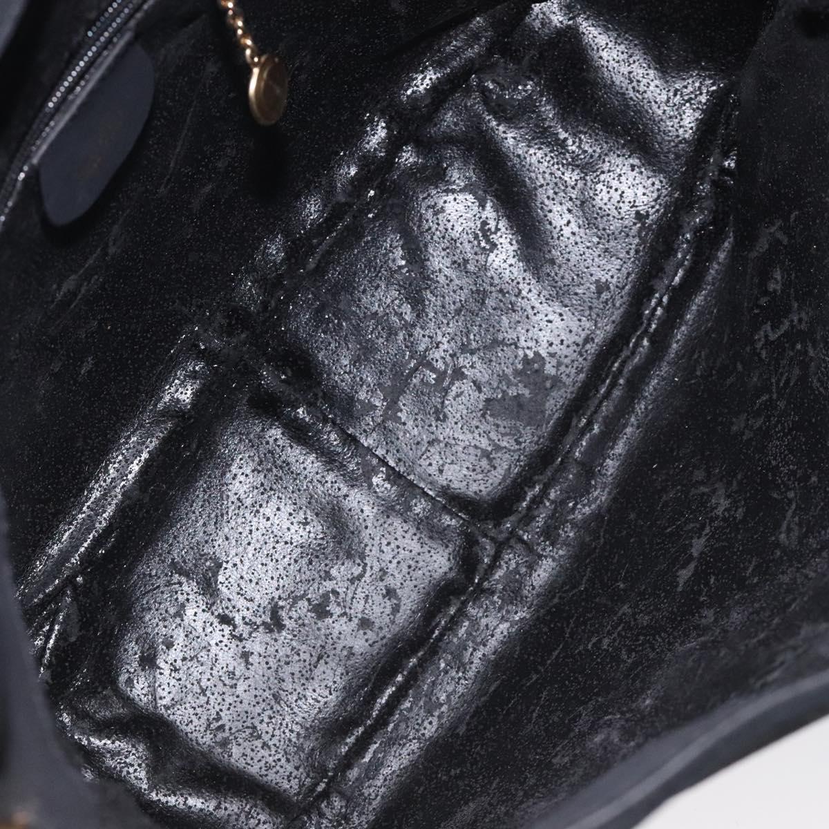 GUCCI Bamboo Hand Bag Suede Leather Black Gold 001 3444 1638 Auth bs27007