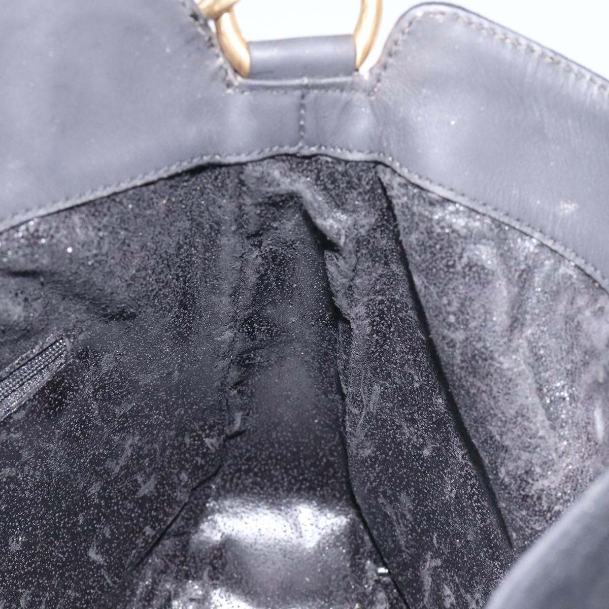GUCCI Bamboo Hand Bag Suede Leather Black Gold 001 3444 1638 Auth bs27007