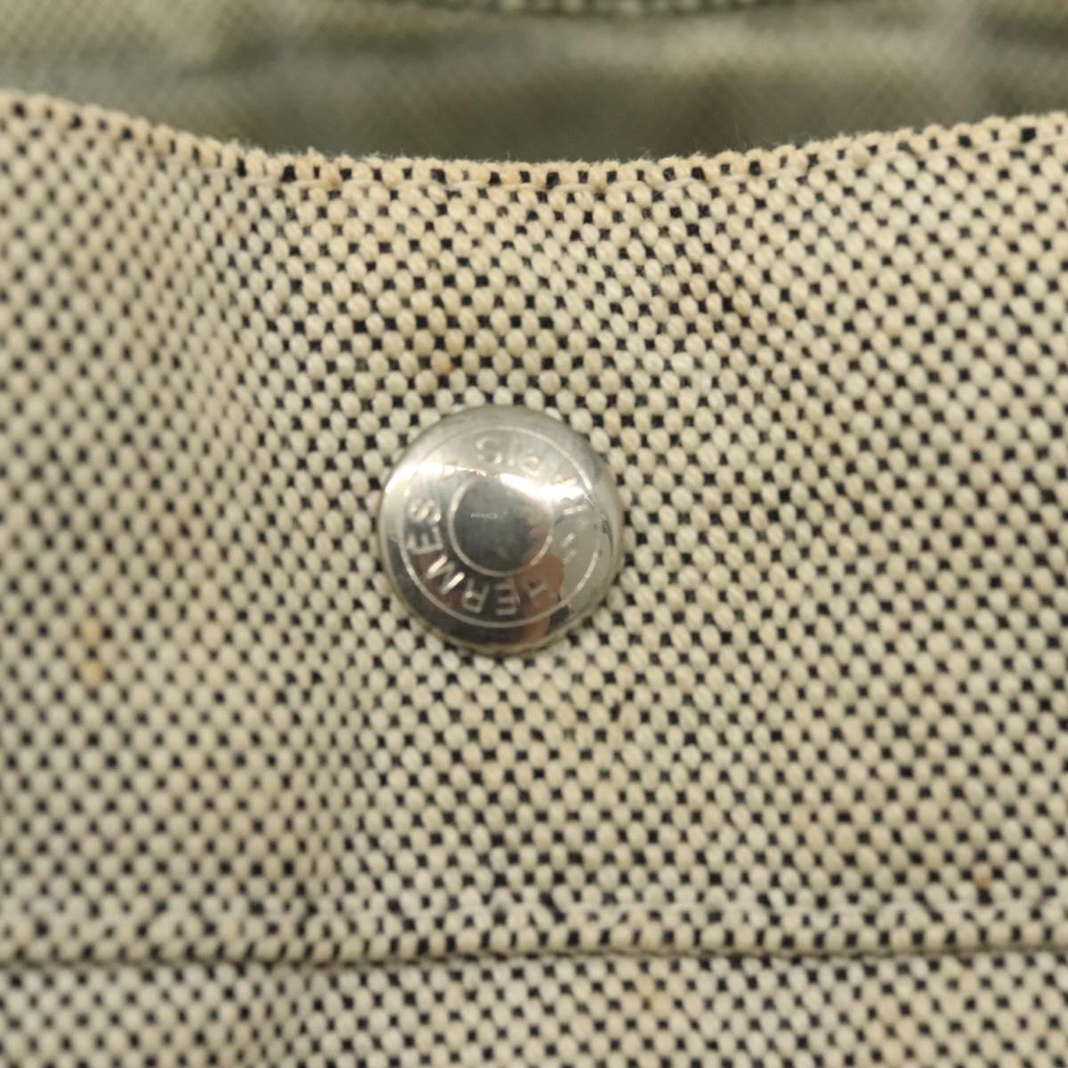 HERMES New Fourre Tout MM Hand Bag Canvas Gray Silver Auth bs27031