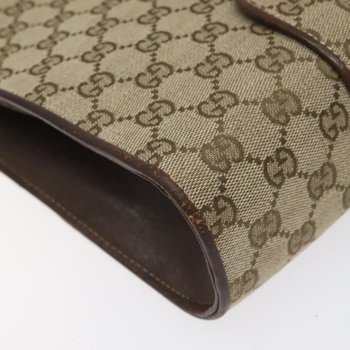 GUCCI GG Canvas Shoulder Bag Beige Gold Auth bs27064