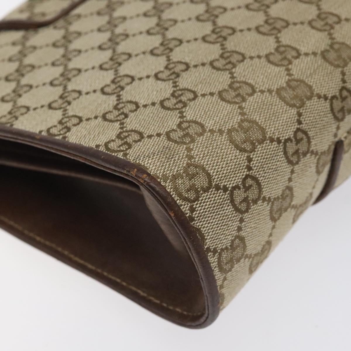 GUCCI GG Canvas Shoulder Bag Beige Gold Auth bs27064