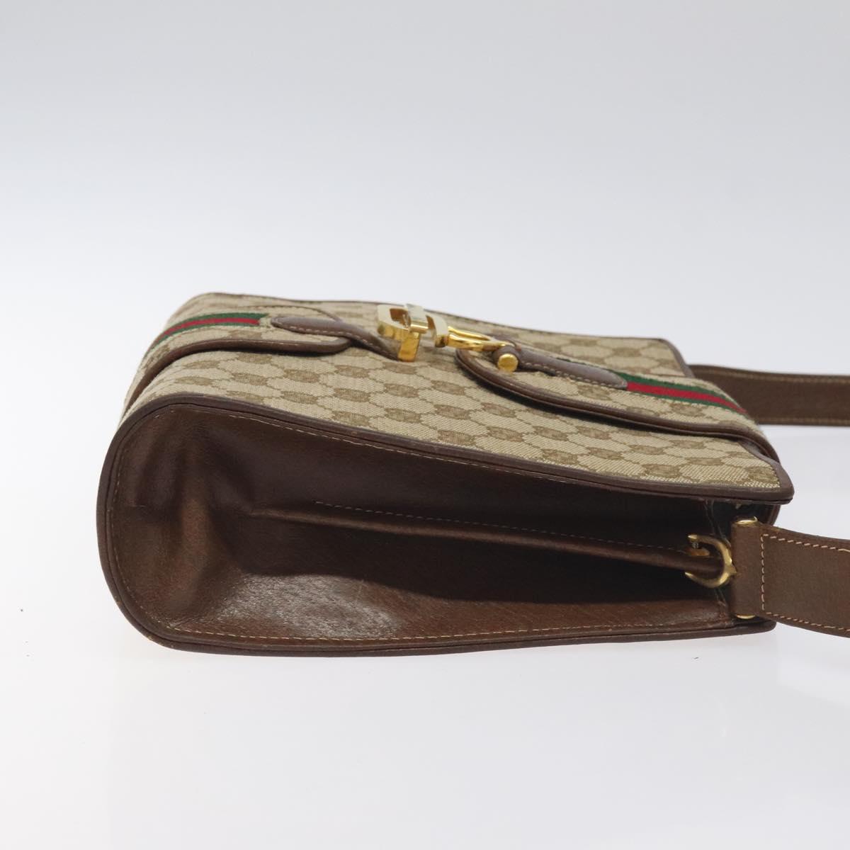 GUCCI GG Canvas Shoulder Bag Beige Gold Auth bs27064