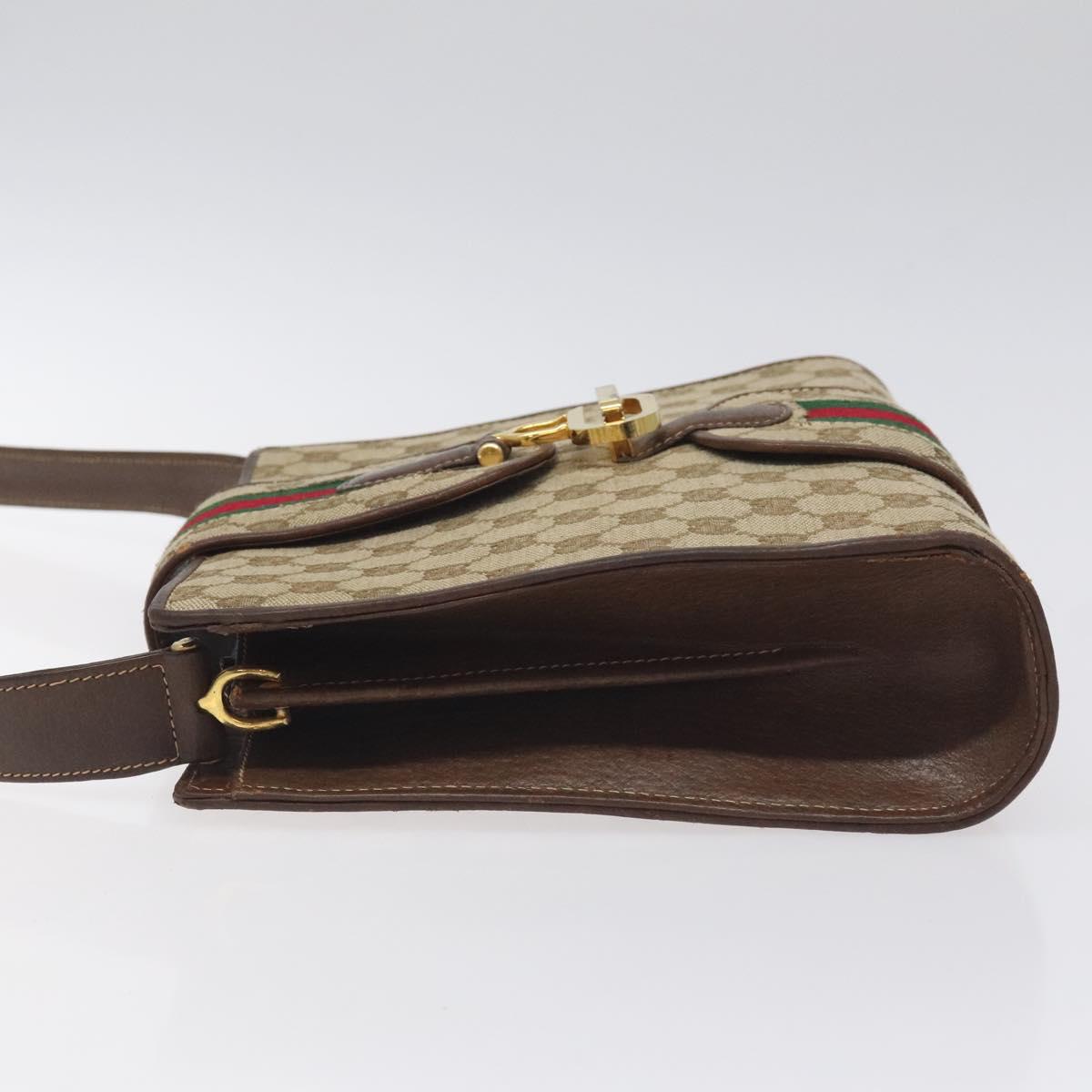 GUCCI GG Canvas Shoulder Bag Beige Gold Auth bs27064