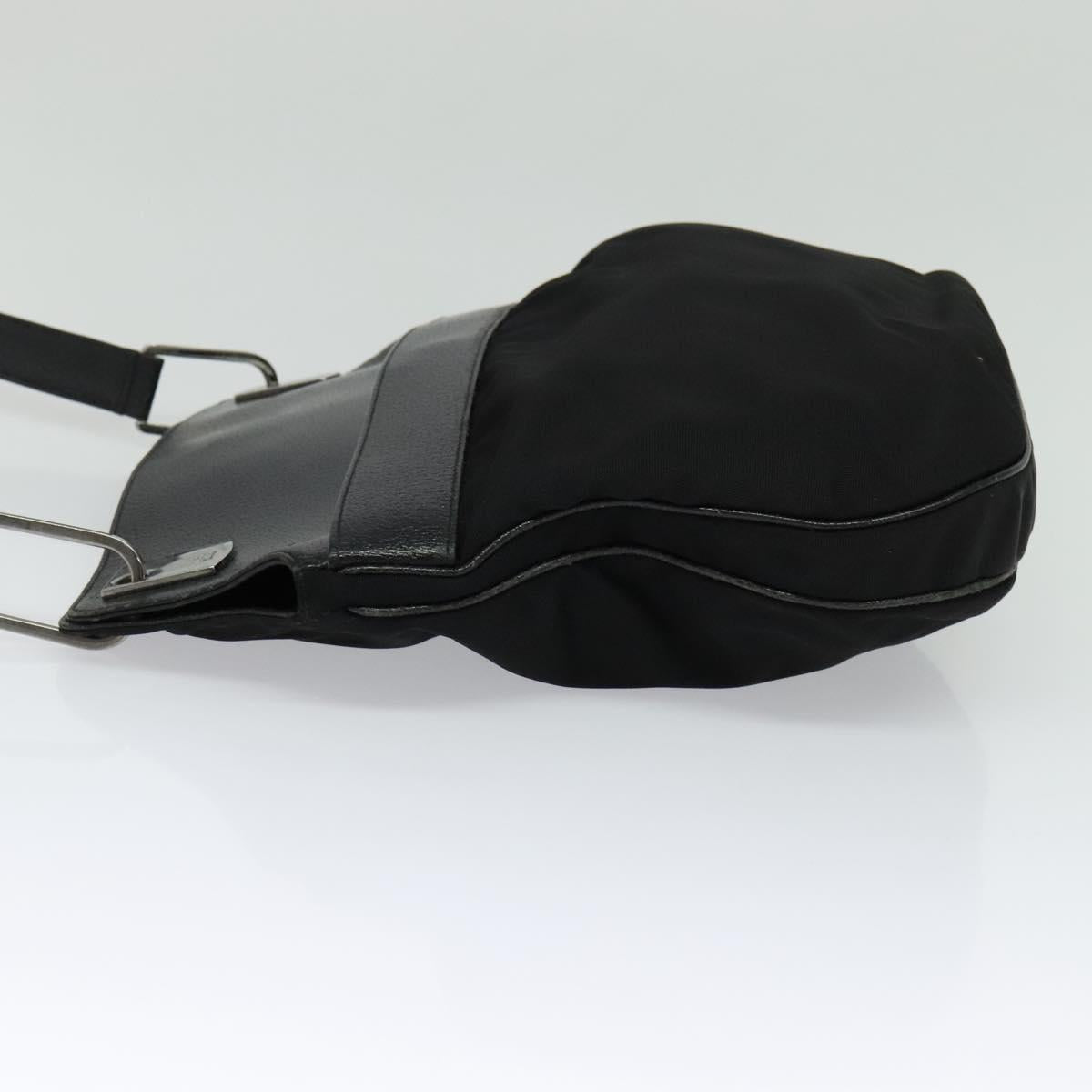 GUCCI Shoulder Bag Nylon Leather Black Silver 001 3307 Auth bs27066