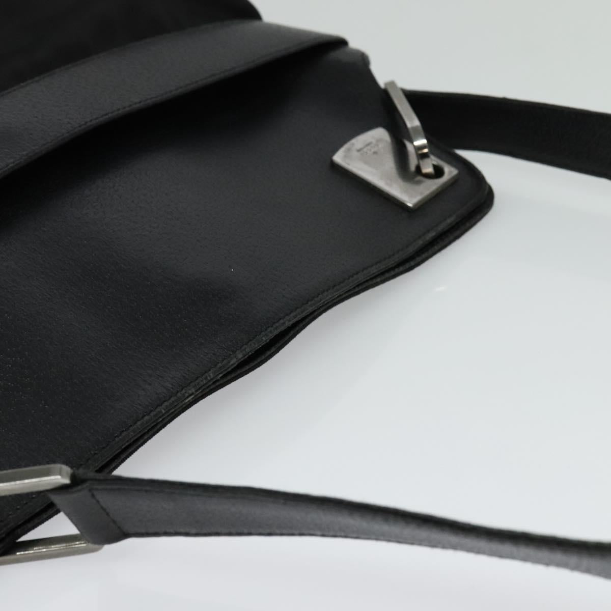 GUCCI Shoulder Bag Nylon Leather Black Silver 001 3307 Auth bs27066