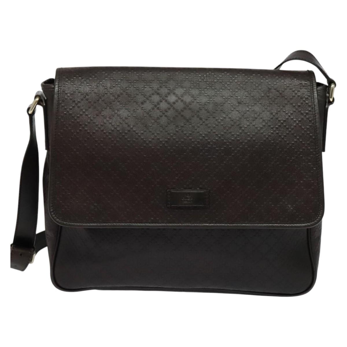 GUCCI Shoulder Bag Leather Brown Gold 223665 Auth bs27067
