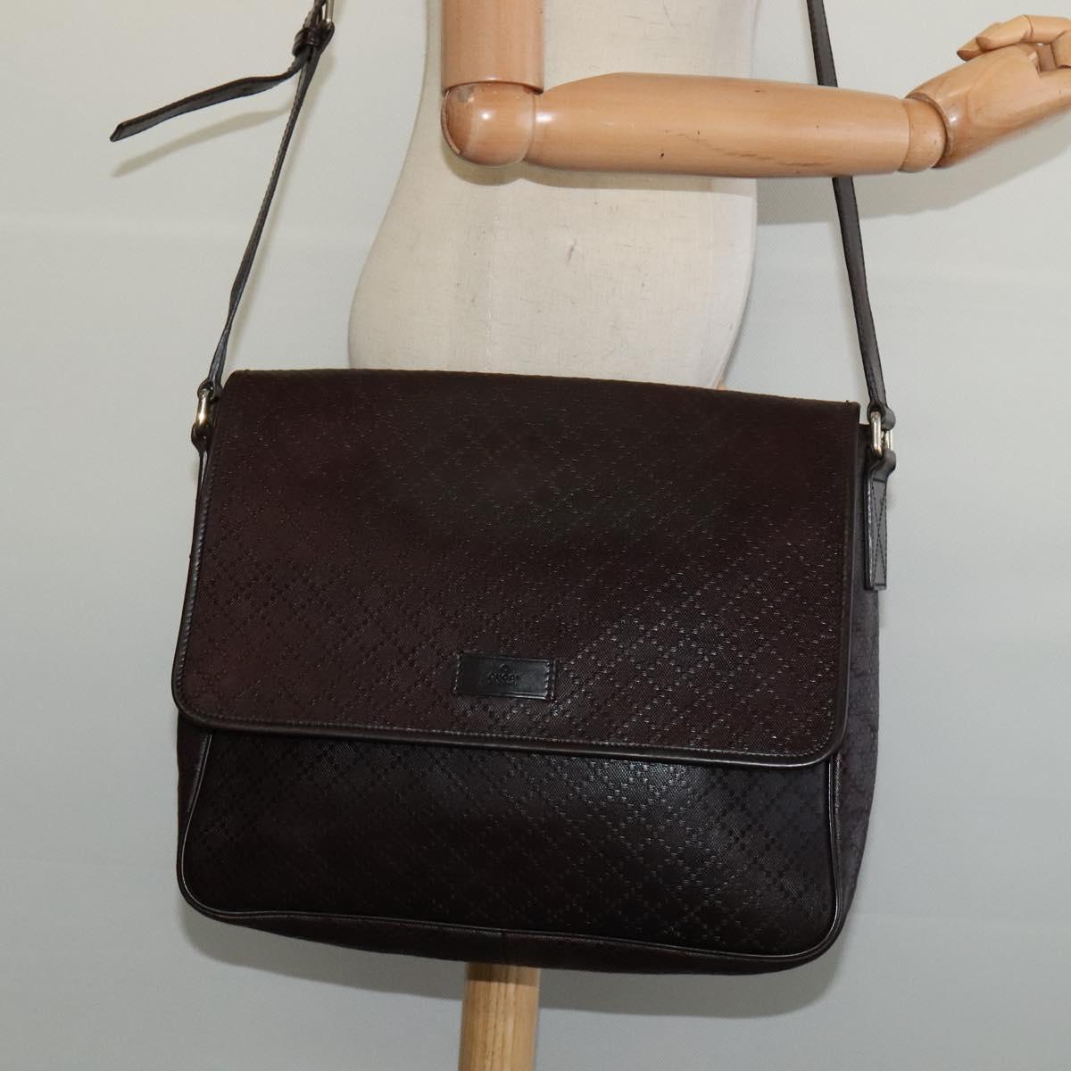 GUCCI Shoulder Bag Leather Brown Gold 223665 Auth bs27067