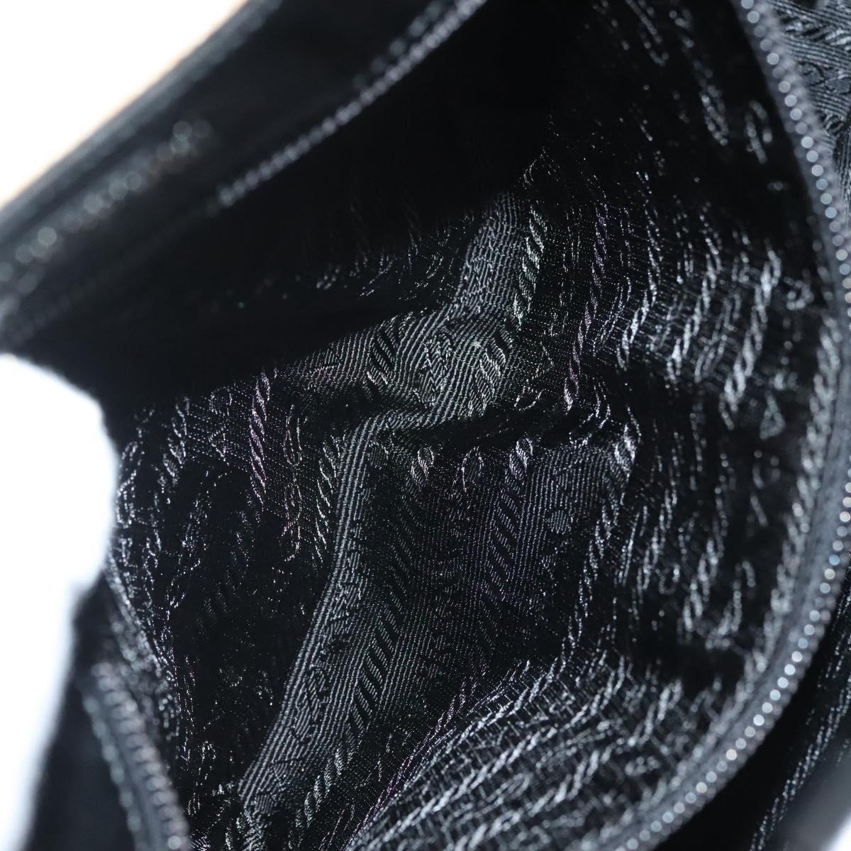 PRADA Shoulder Bag Canvas Beige Silver Auth bs27070