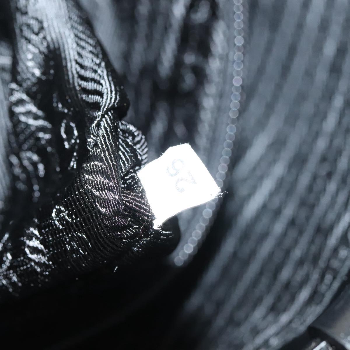 PRADA Shoulder Bag Canvas Beige Silver Auth bs27070