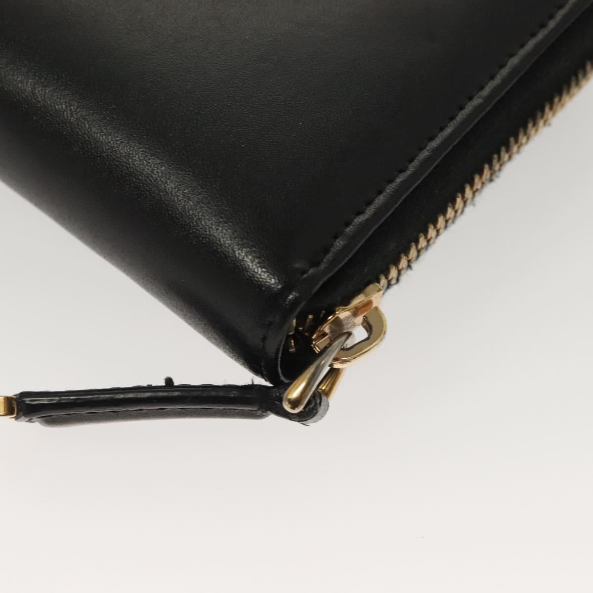 FENDI Long Wallet Leather Black Gold Auth bs27079
