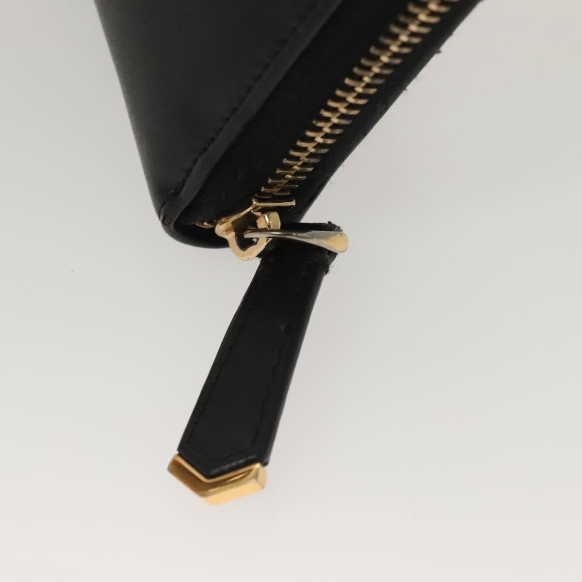 FENDI Long Wallet Leather Black Gold Auth bs27079