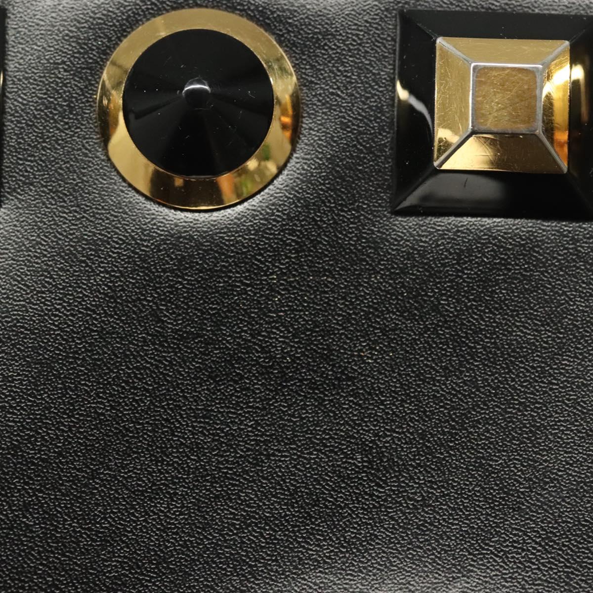 FENDI Long Wallet Leather Black Gold Auth bs27079