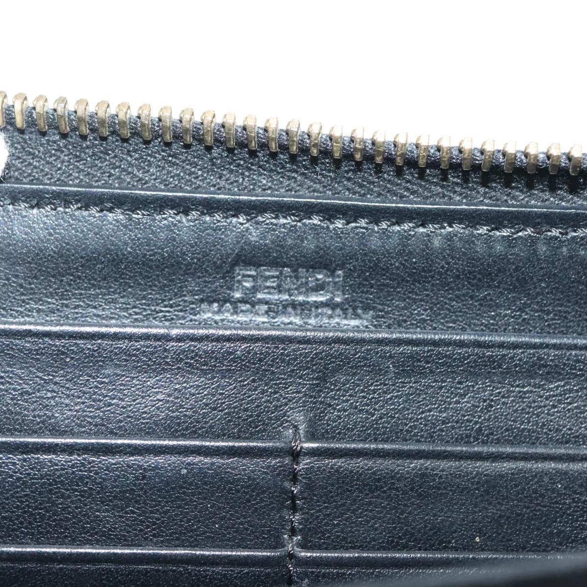 FENDI Long Wallet Leather Black Gold Auth bs27079