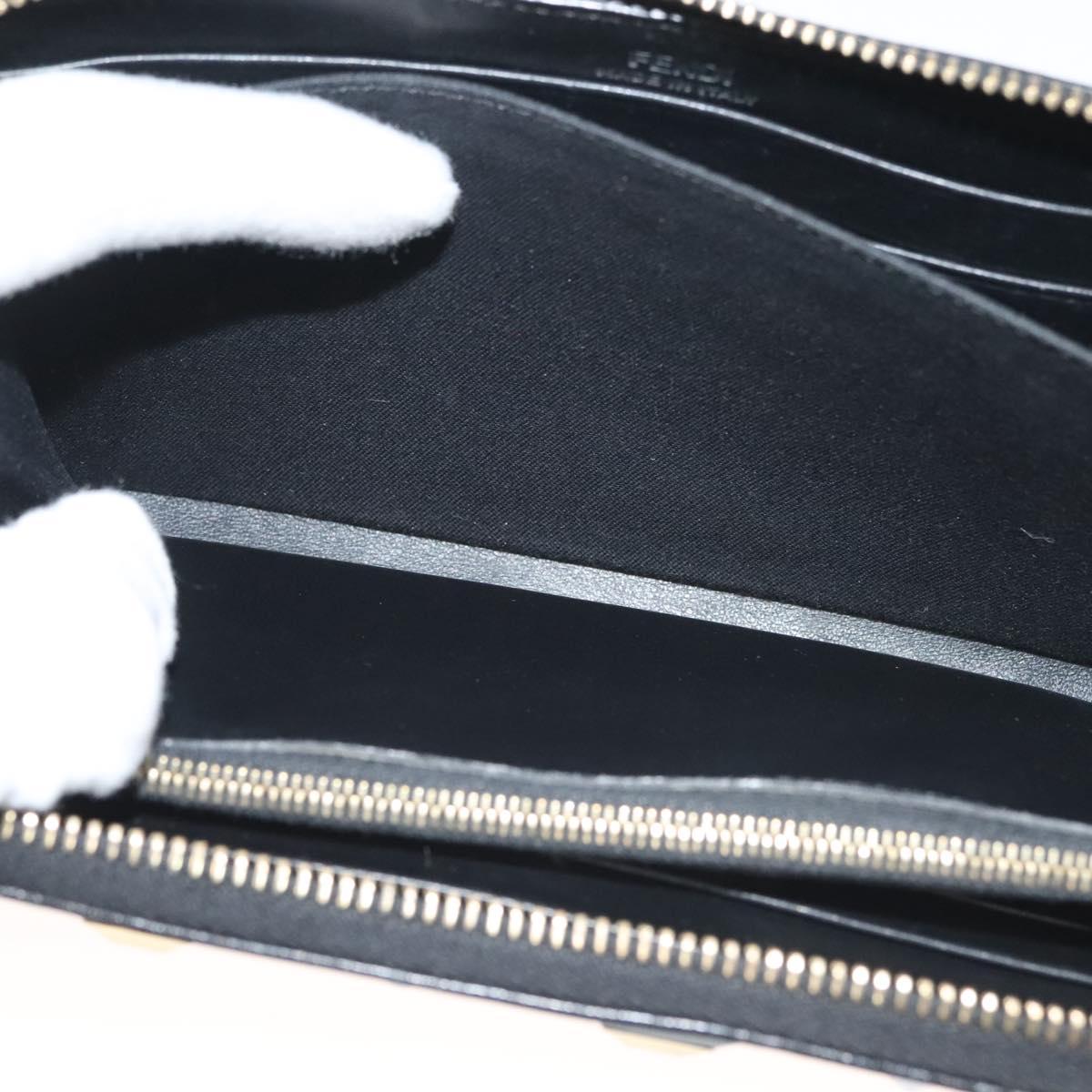 FENDI Long Wallet Leather Black Gold Auth bs27079