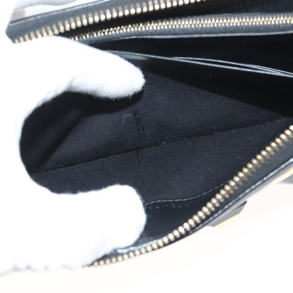 FENDI Long Wallet Leather Black Gold Auth bs27079