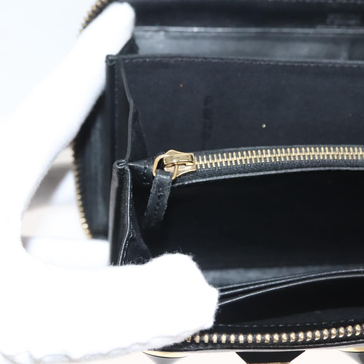 FENDI Long Wallet Leather Black Gold Auth bs27079