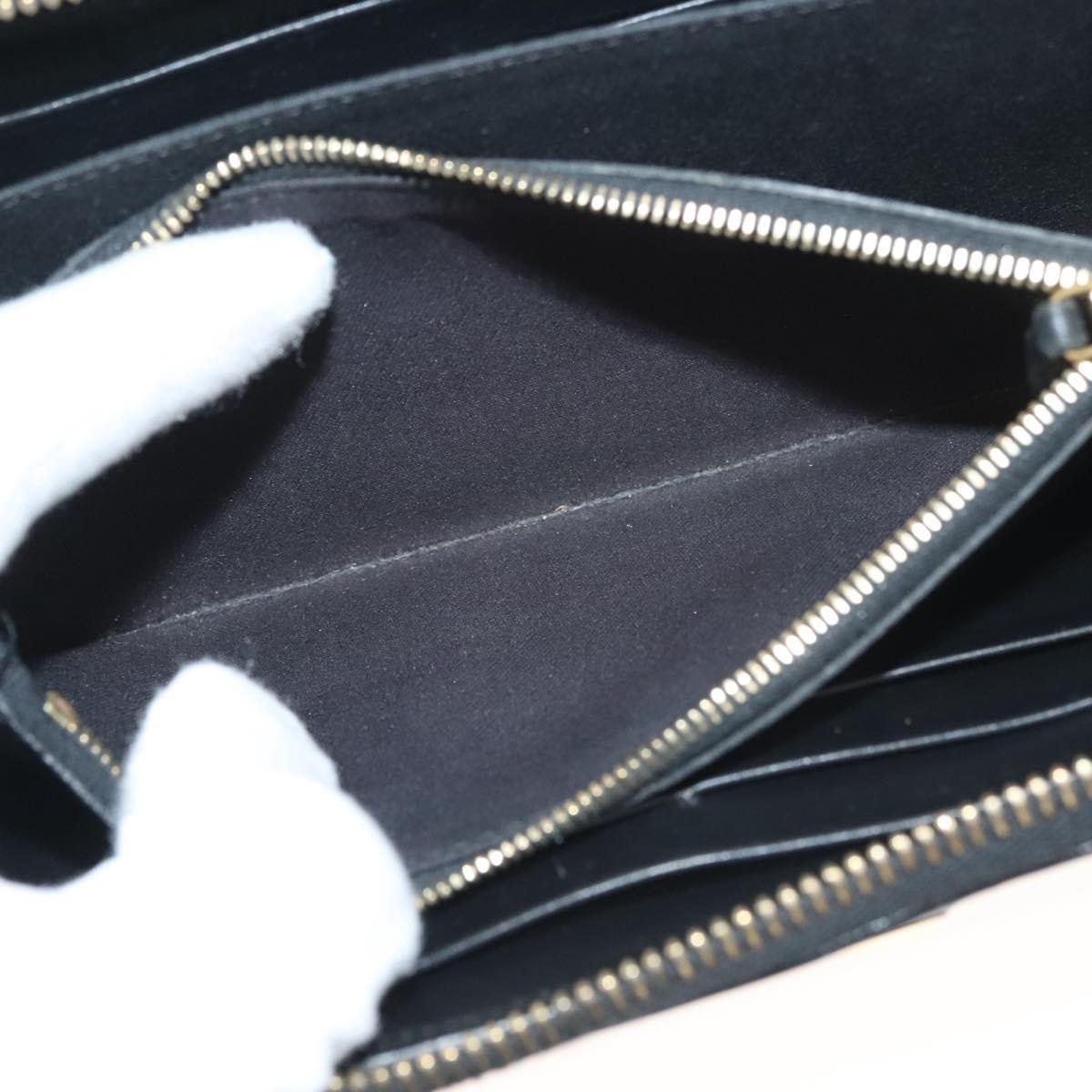FENDI Long Wallet Leather Black Gold Auth bs27079