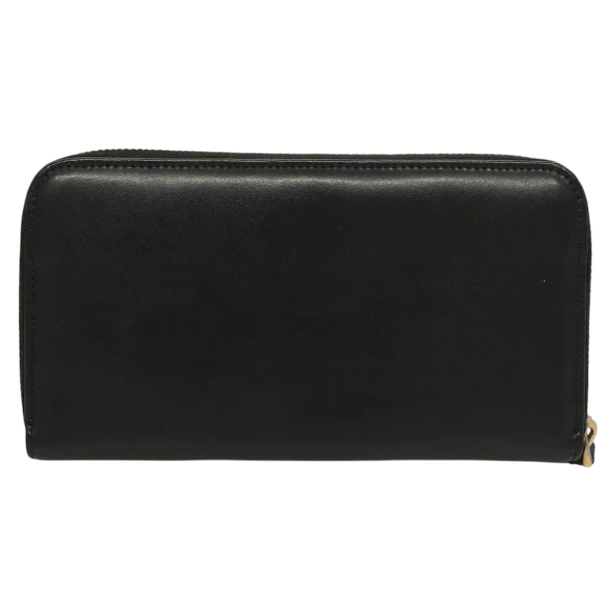 FENDI Long Wallet Leather Black Gold Auth bs27079