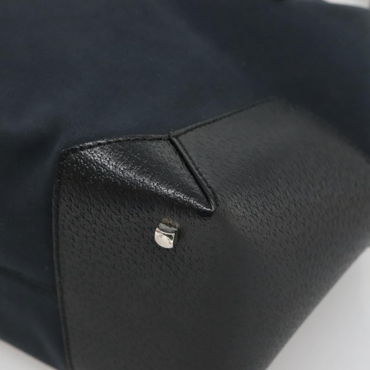 Salvatore Ferragamo Hand Bag Nylon Leather Black Silver Auth bs27088
