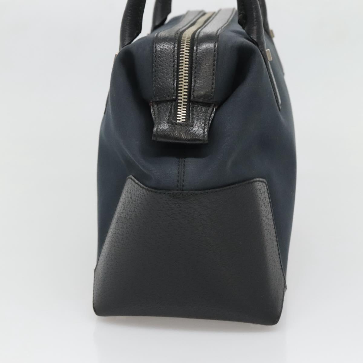 Salvatore Ferragamo Hand Bag Nylon Leather Black Silver Auth bs27088