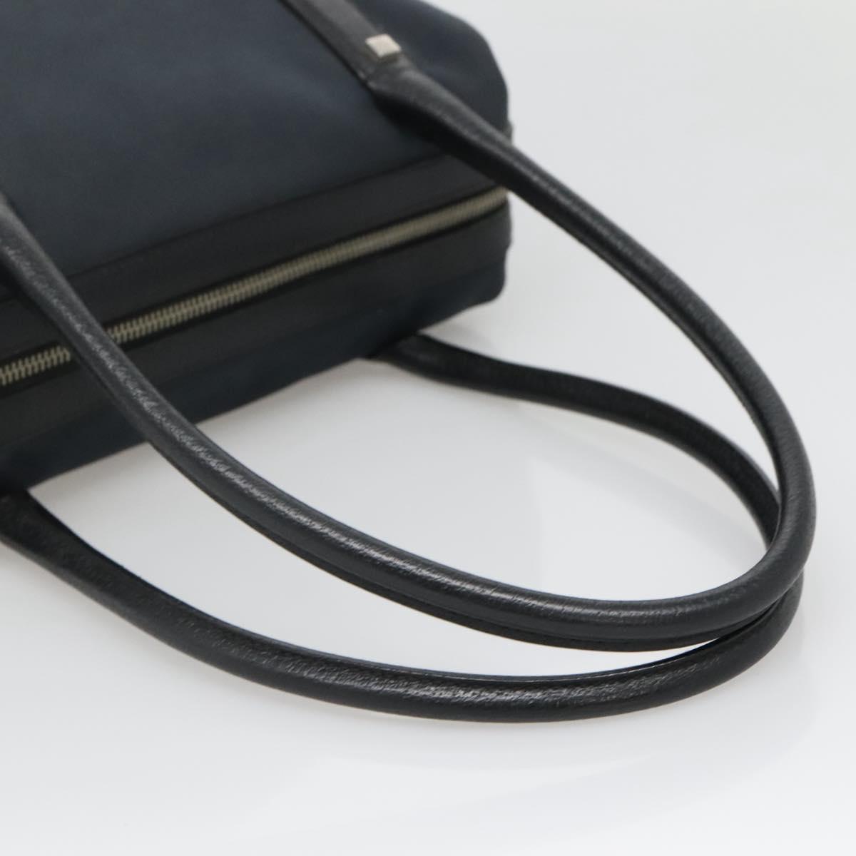Salvatore Ferragamo Hand Bag Nylon Leather Black Silver Auth bs27088