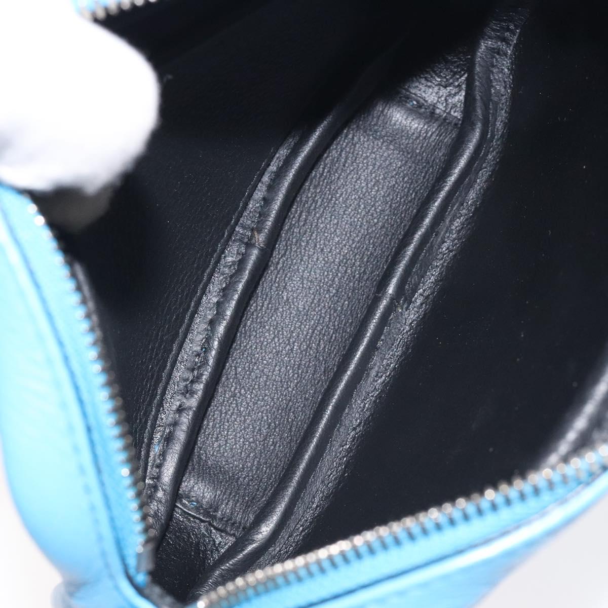 BALENCIAGA Camera Bag Every Day Bag Leather Blue Silver 489809 Auth bs27101