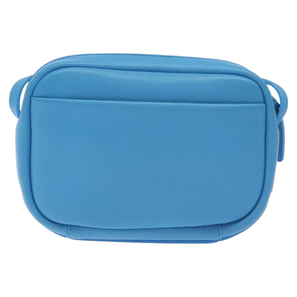 BALENCIAGA Camera Bag Every Day Bag Leather Blue Silver 489809 Auth bs27101