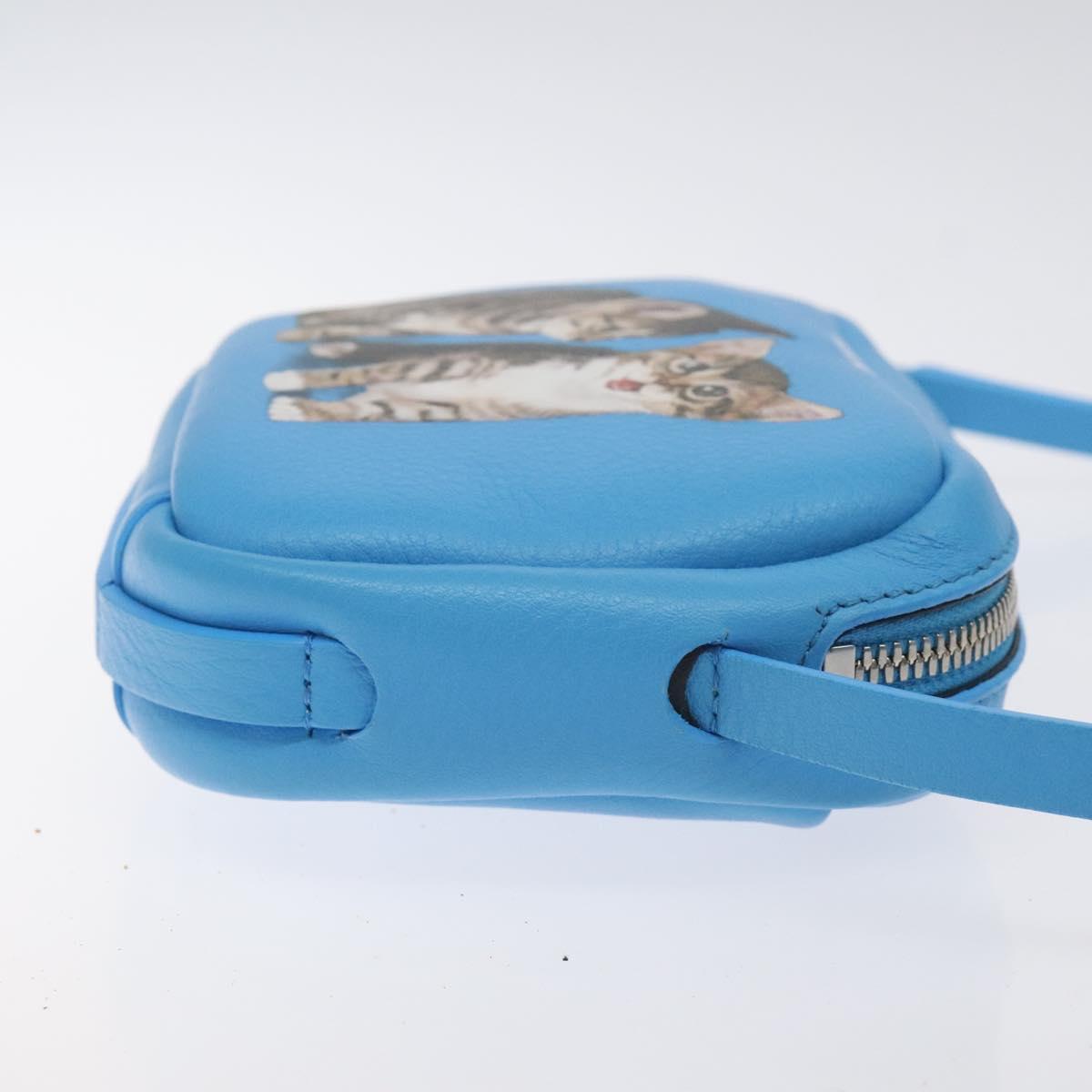 BALENCIAGA Camera Bag Every Day Bag Leather Blue Silver 489809 Auth bs27101