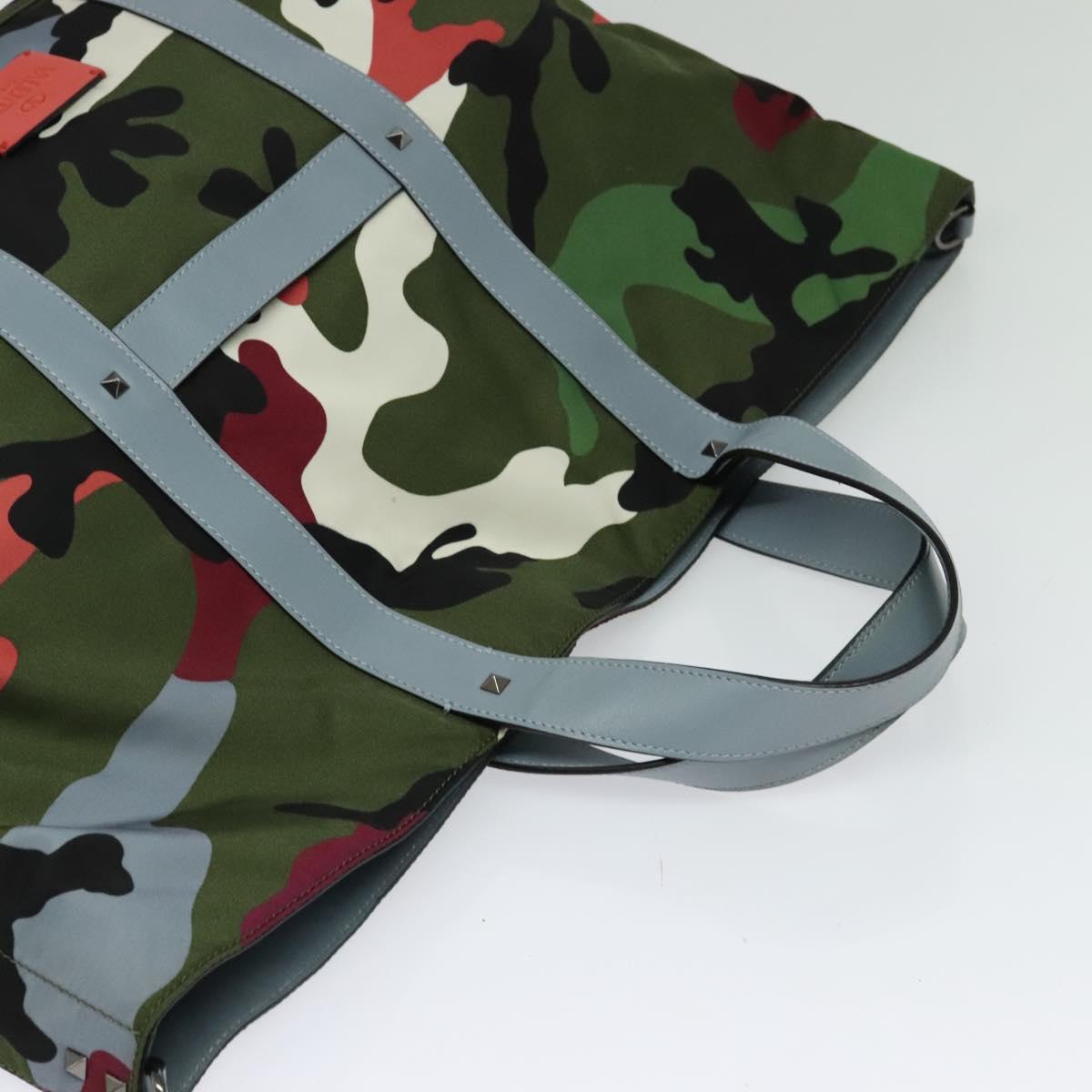 VALENTINO Camouflage Tote Bag Nylon Green Auth bs27104