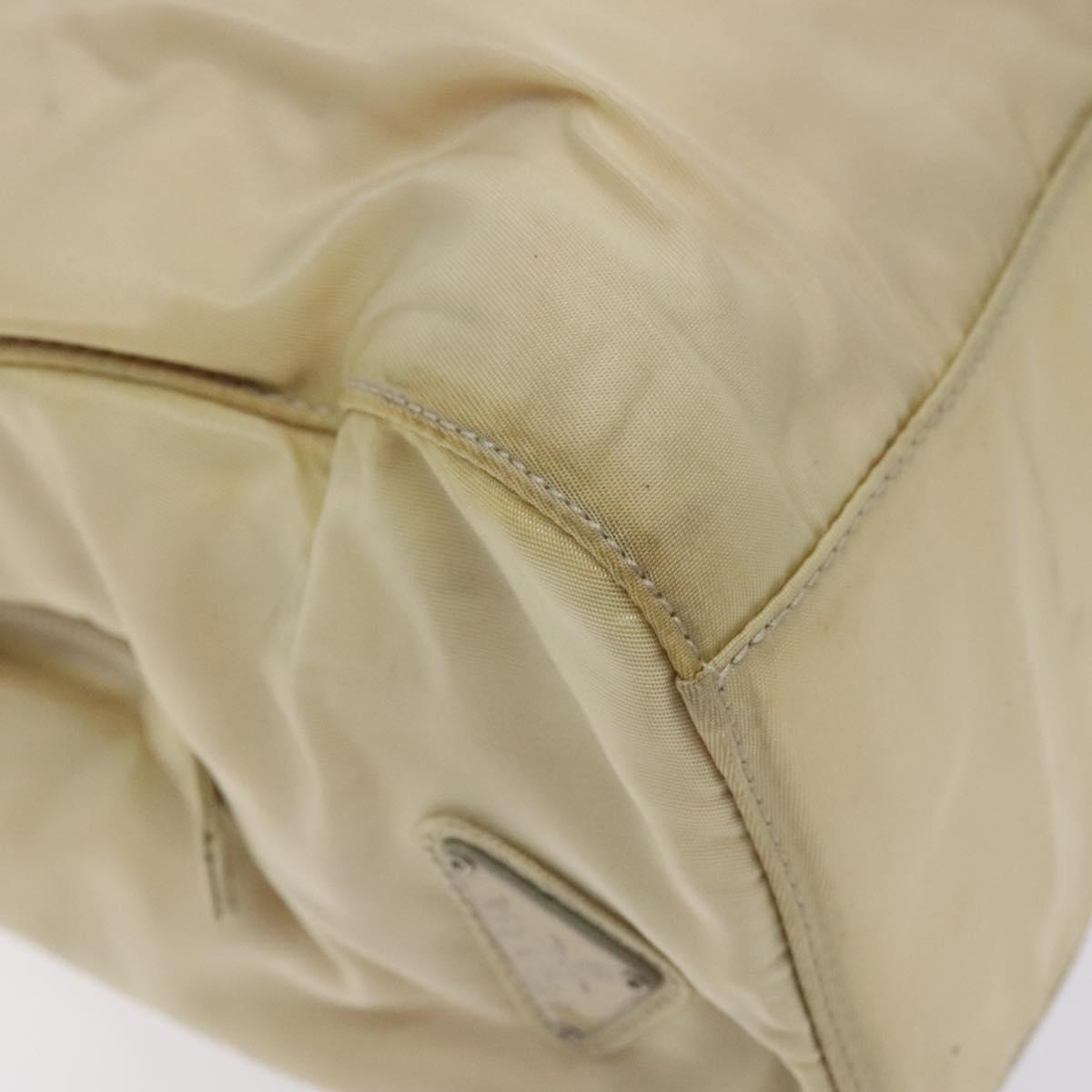 PRADA Hand Bag Nylon Beige Auth bs27127
