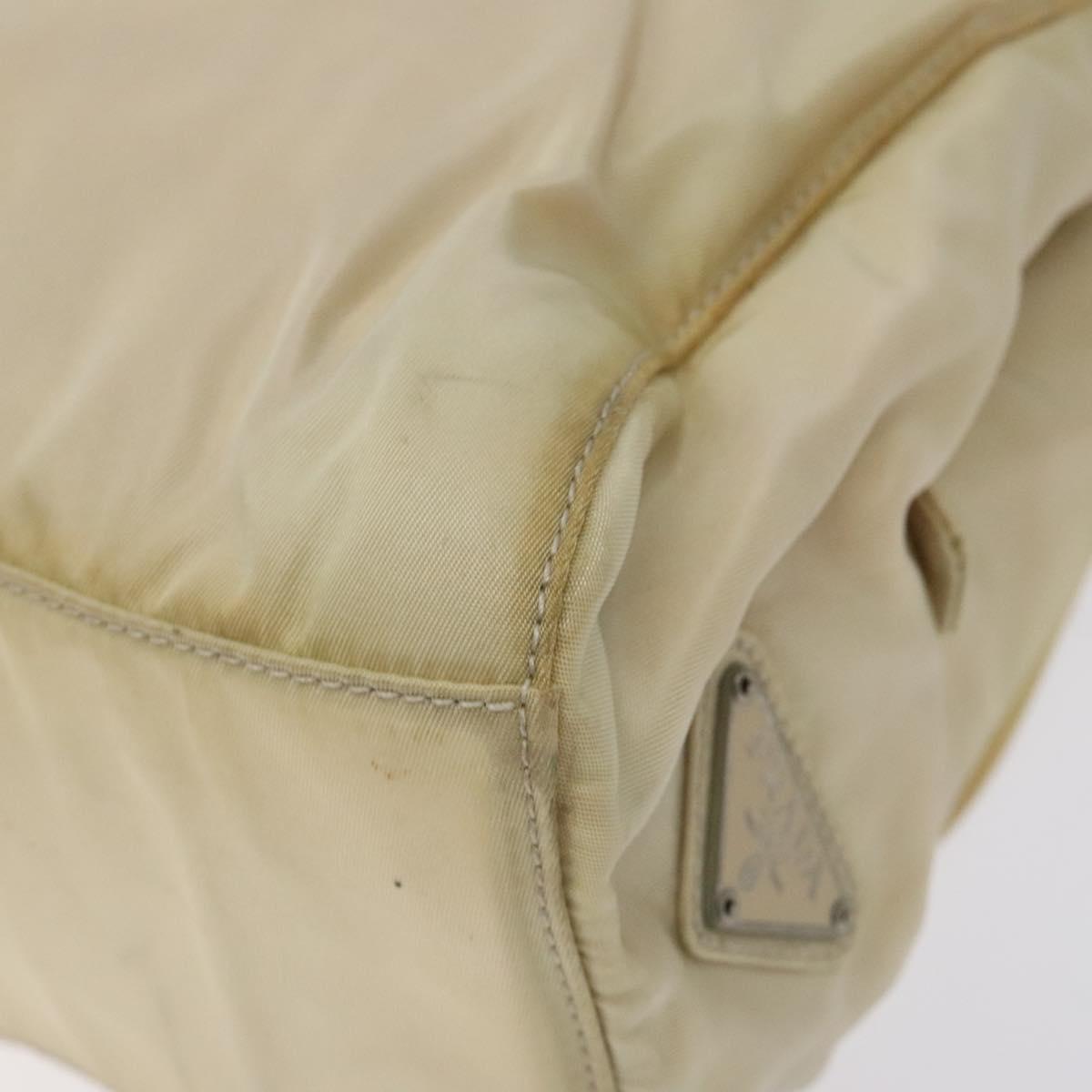 PRADA Hand Bag Nylon Beige Auth bs27127