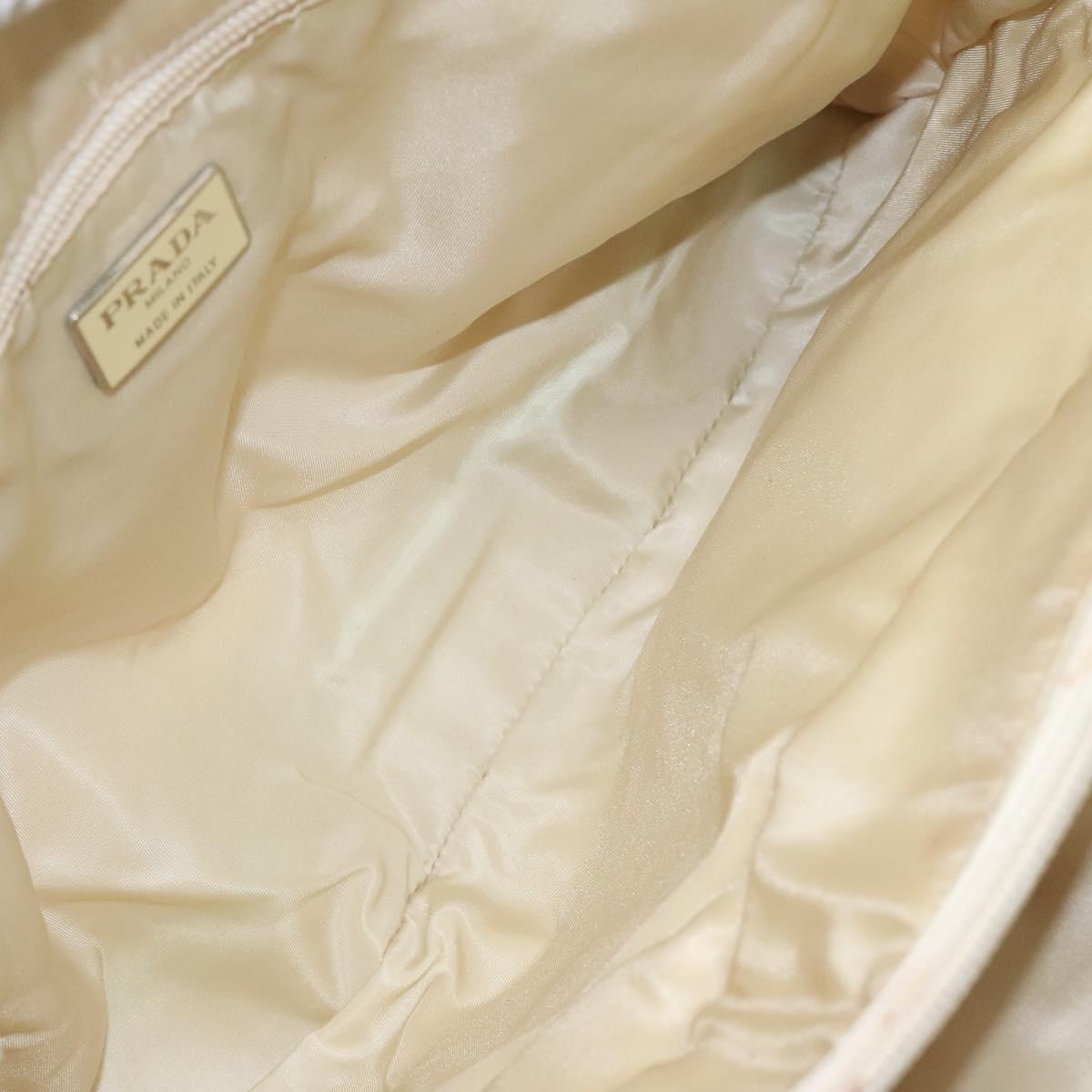 PRADA Hand Bag Nylon Beige Auth bs27127